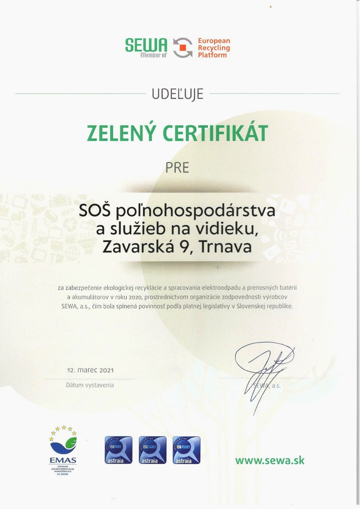 Zelený certifikát - Obrázok 1