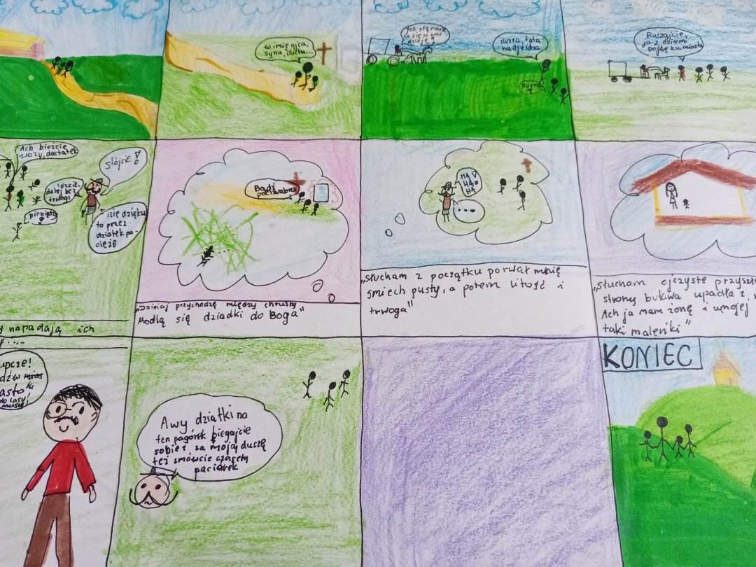 Uczniowie klasy 5 tworzą komiks do ballady A. Mickiewicza pt.„Powrót taty''. 👏👏👏 - Obrazek 4