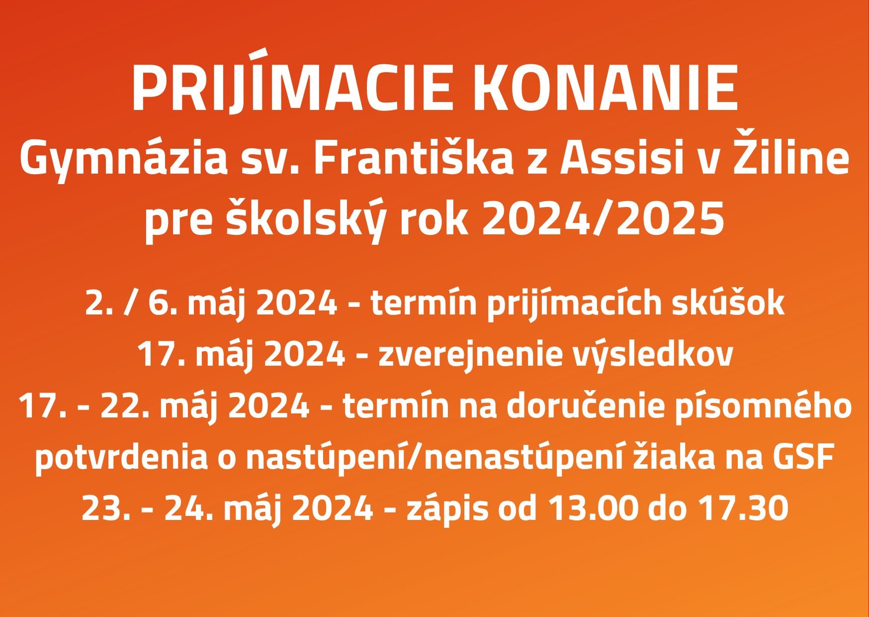 kritéria prijímacieho konania 2024/2025 - Obrázok 2