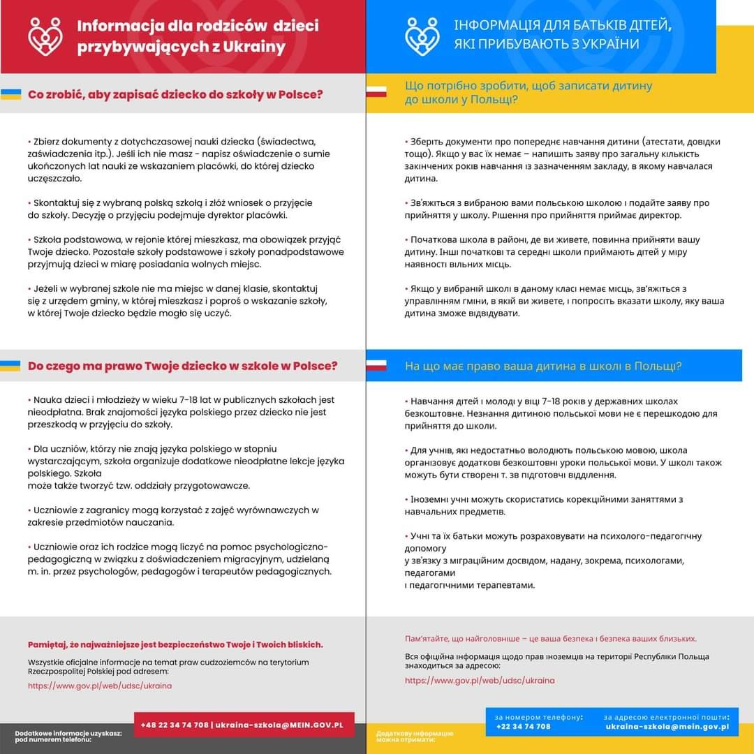 Informacja dla rodziców dzieci przybywających z Ukrainy - Obrazek 1