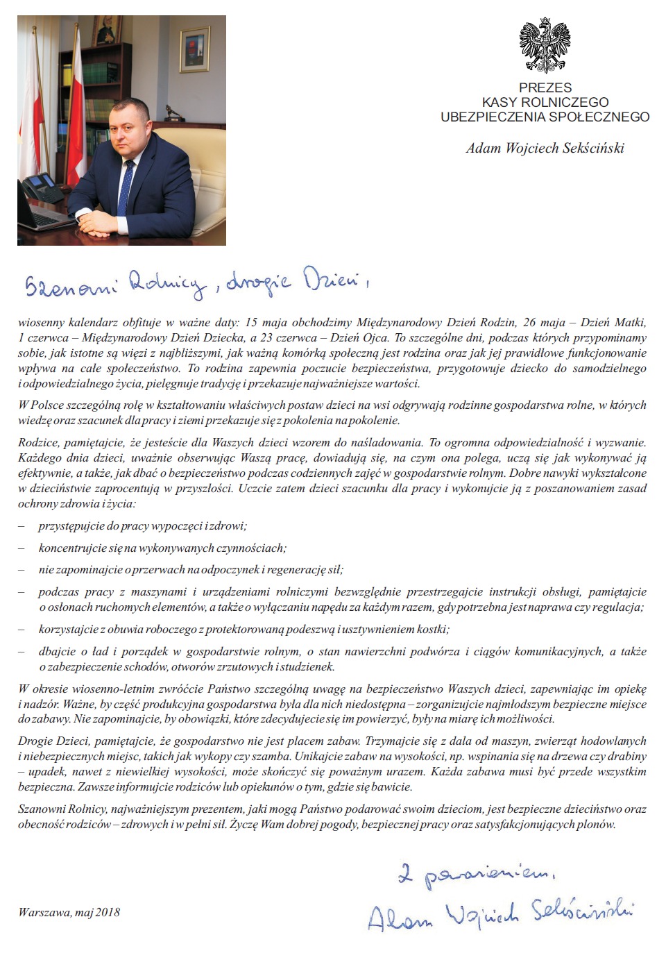 List Prezesa KRUS-u  - Obrazek 1